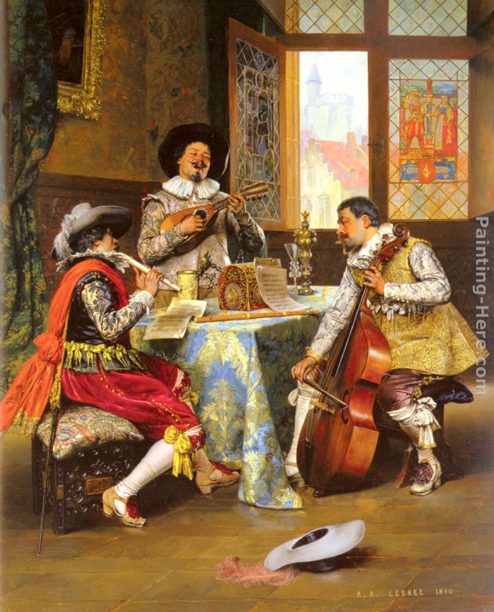 The Musical Trio painting - Adolphe Alexandre Lesrel The Musical Trio art painting